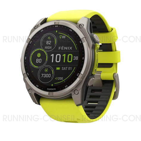 GARMIN FĒNIX 8  SAPPHIRE SOLAR  51mm GRAPHITE - JAUNE NOIR