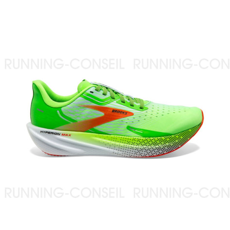 BROOKS HYPERION MAX HOMME GREEN GECKO/RED ORANGE/WHITE