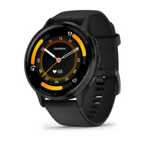 GARMIN Venu 3 Gray en acier inoxydable avec boîtier noir et bracelet en silicone noir