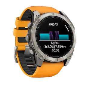 GARMIN FĒNIX 8  SAPPHIRE AMOLED 51mm   TITANE-ORANGE NOIR
