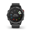 GARMIN fenix® 6 Pro Solar, Gray avec bracelet noir Mixte
