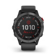 GARMIN fenix® 6 Pro Solar, Gray avec bracelet noir Mixte