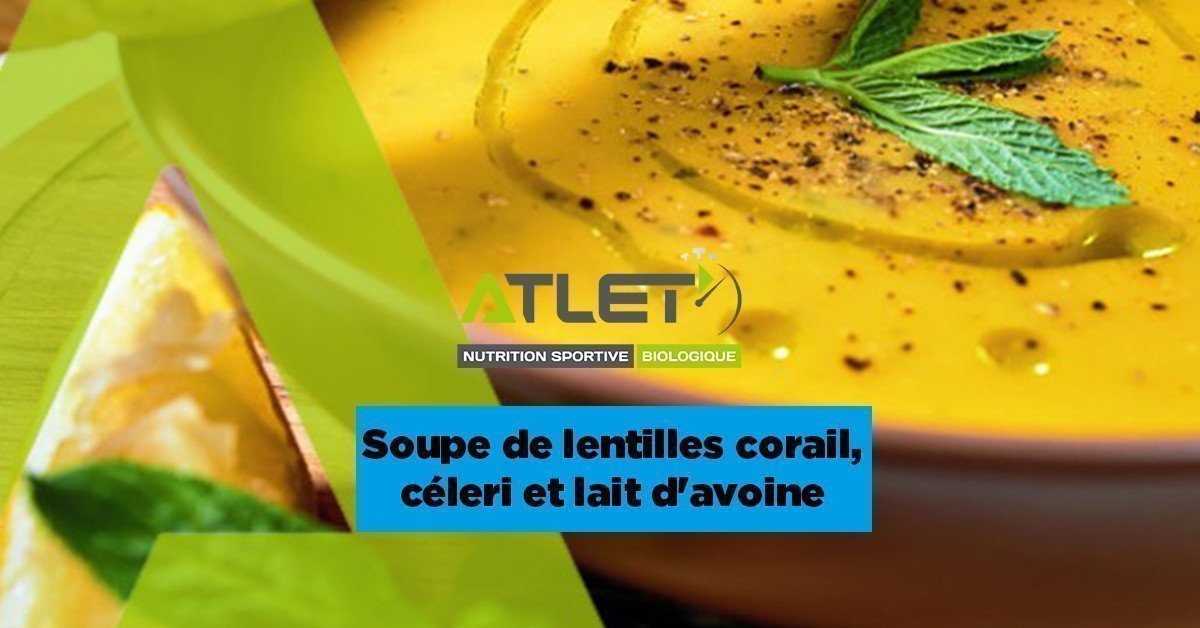 Soupe de lentilles corail, céleri et lait d'avoine